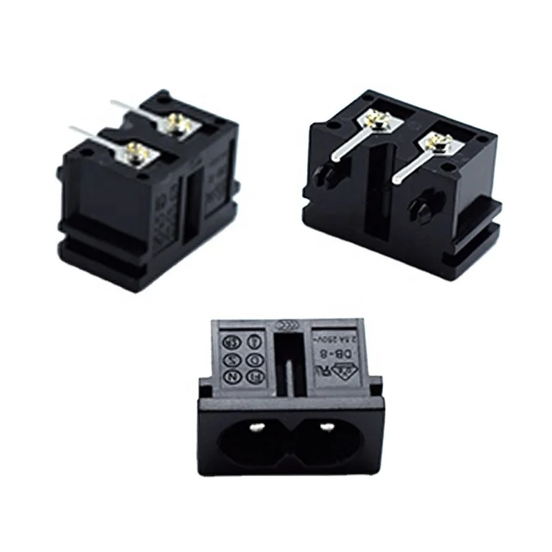 AC Power Socket 2Pins Male Right Angle Connector on PCB For Radio Cable (AC-019D)