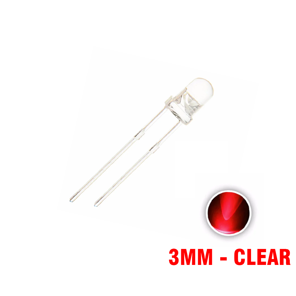 LED Red Clear 3mm -2pin