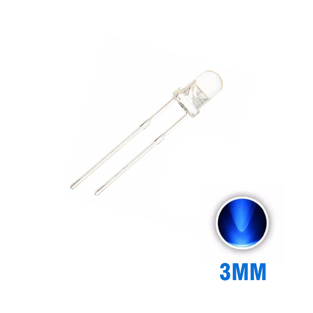 LED Blue Clear 3mm -2Pin