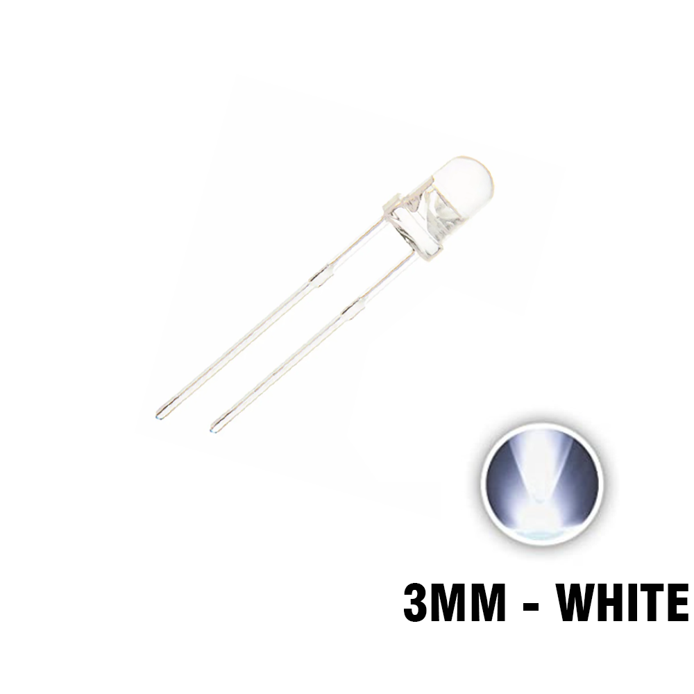 LED White Clear 3mm -2Pin