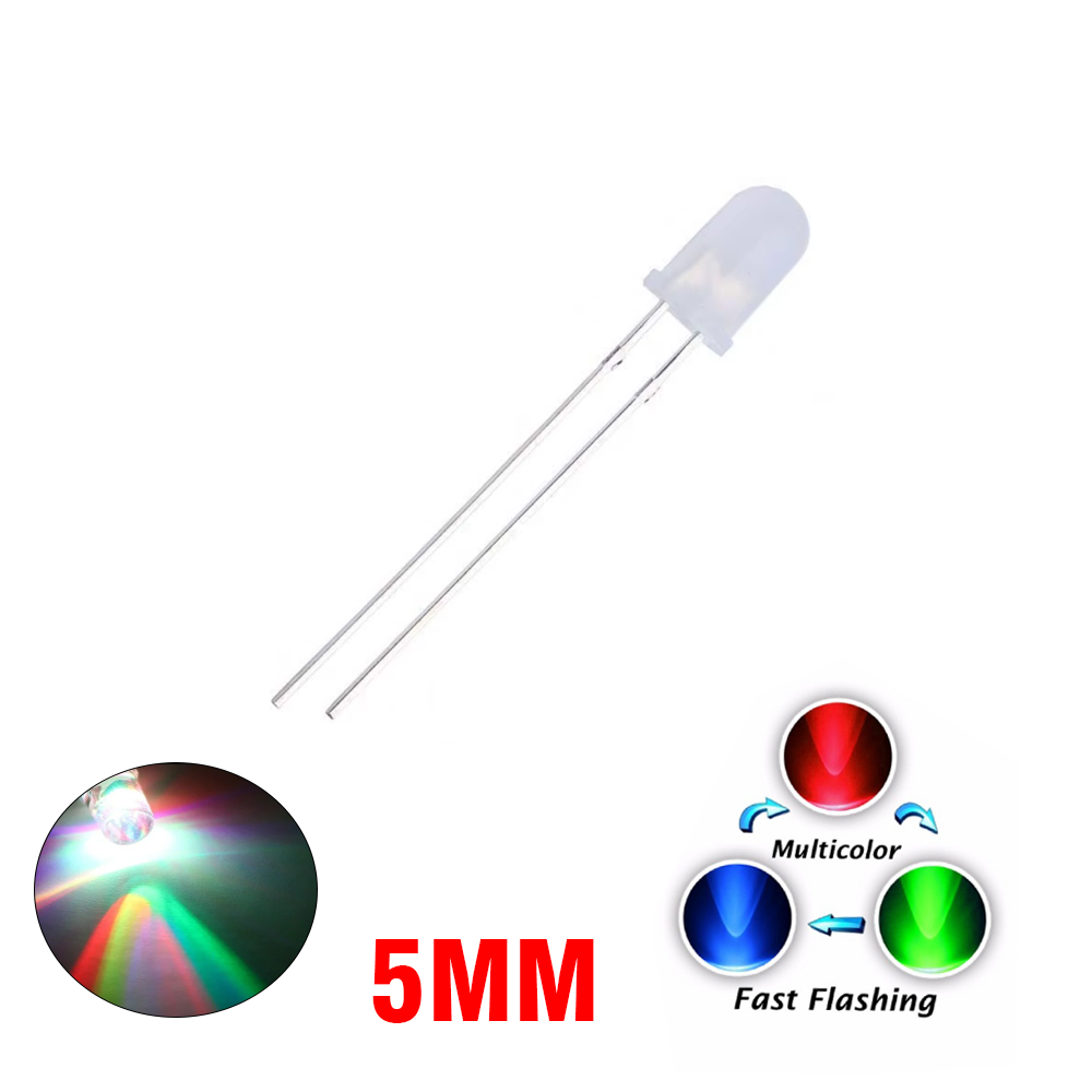 LED RGB 5mm Diffused - Full Multi color Flashing - 2pin