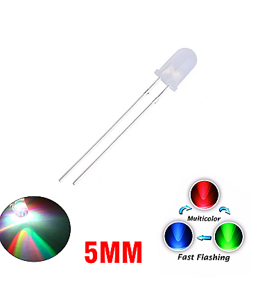 LED RGB 5mm Diffused - Full Multi color Flashing - 2pin