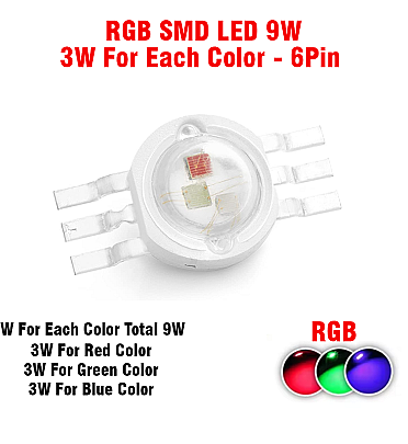 LED RGB SMD 9W - 3W For Each Color - 6Pin