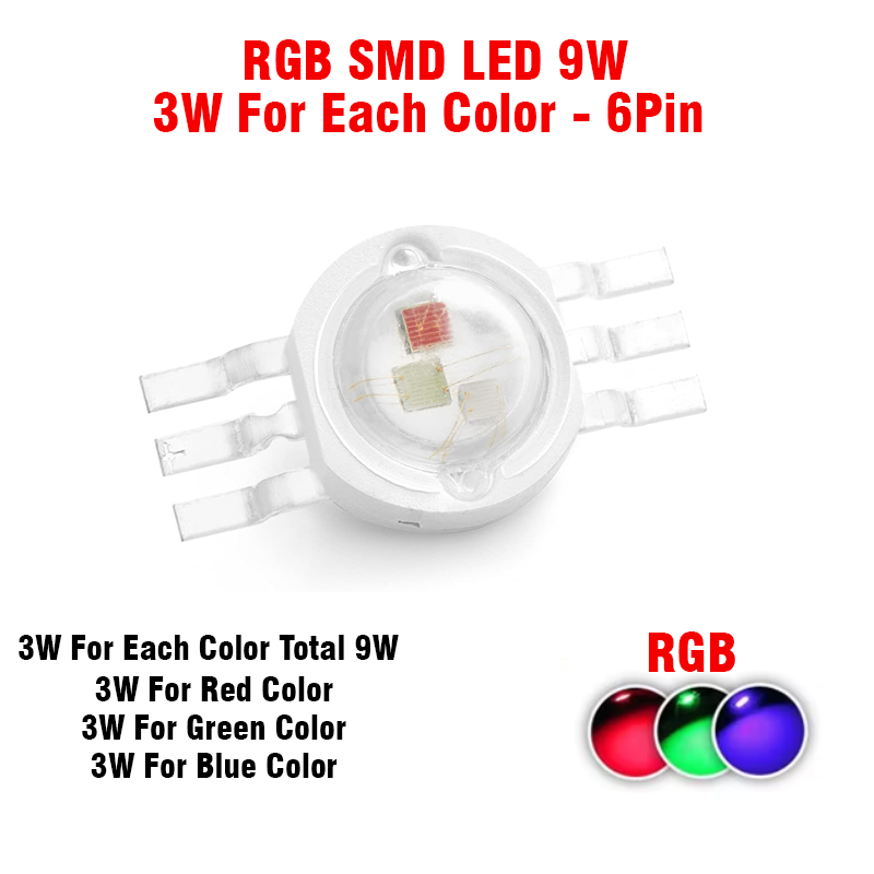 LED RGB SMD 9W - 3W For Each Color - 6Pin