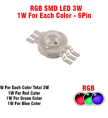 LED RGB SMD 3W - 1W For Each Color - 6Pin