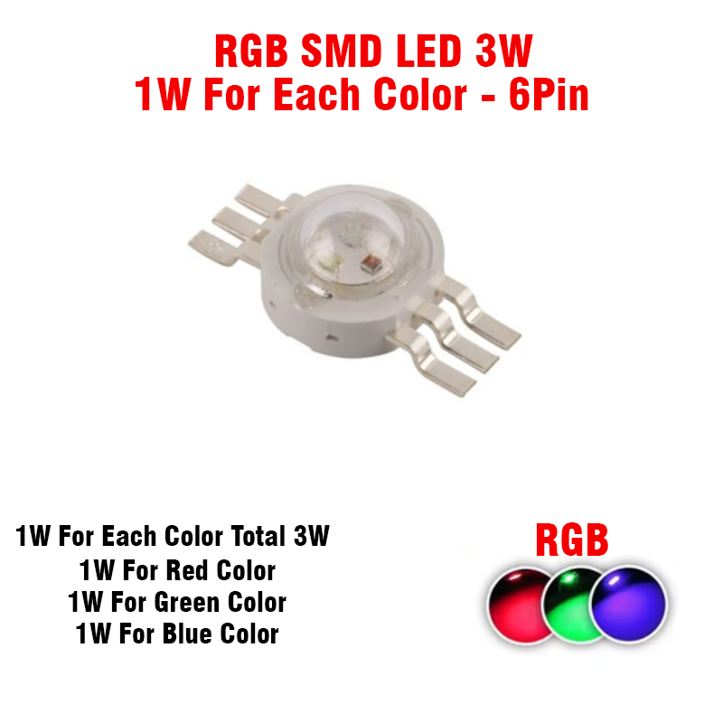 LED RGB SMD 3W - 1W For Each Color - 6Pin