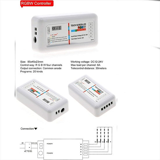 Touch Screen LED RGB Controller 12-24VDC - 18A