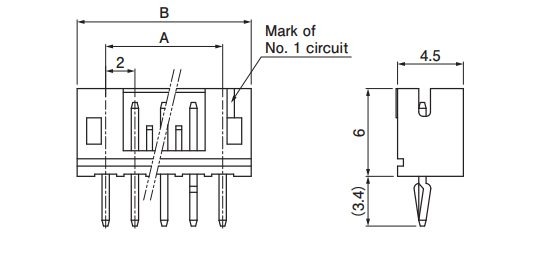 Data Terminal Male 16 Pin Connector JST XH 2.54mm On PCB