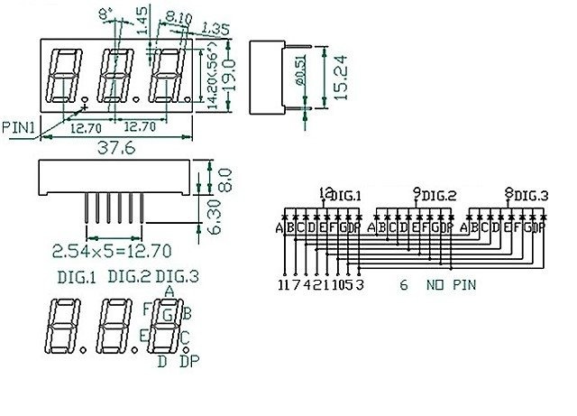 Three Digit 7 Segment (0.56 Inch) Com.Cathode - RED - MPE5361AS