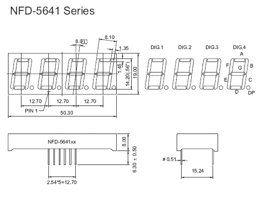 Four Digit 7 Segment (0.56 Inch) Com.Cathode - RED - 5641AS