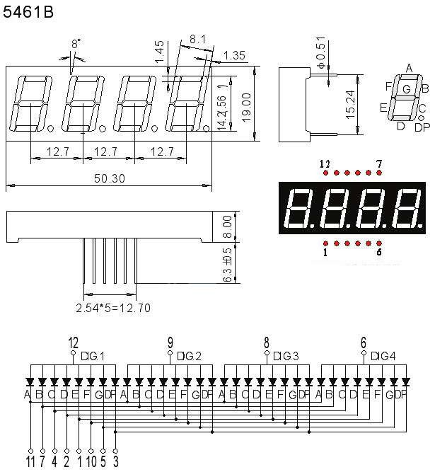 Four Digit 7 Segment (0.56 Inch) Com.Anode - RED - 5641BS
