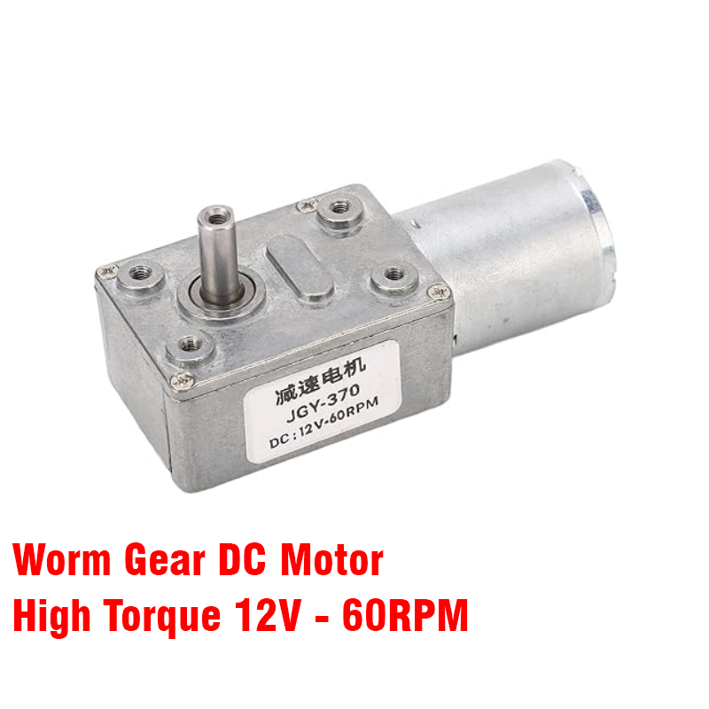 Worm Gear DC Motor for miniature Winches (60RPM - 12V) High Torque Reduction Gearbox