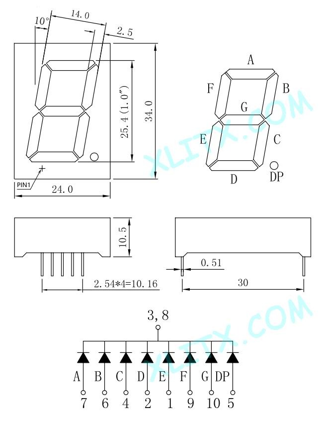 Single Digit 7 Segment (1 Inch) Com.Cathode - RED - 10016AS