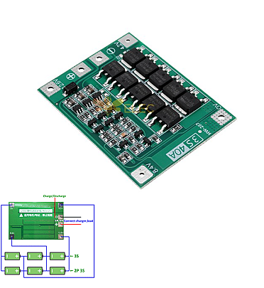 BMS 3S (12.6V - 40A) Lithium Battery Protection Module (Enhanced Version)