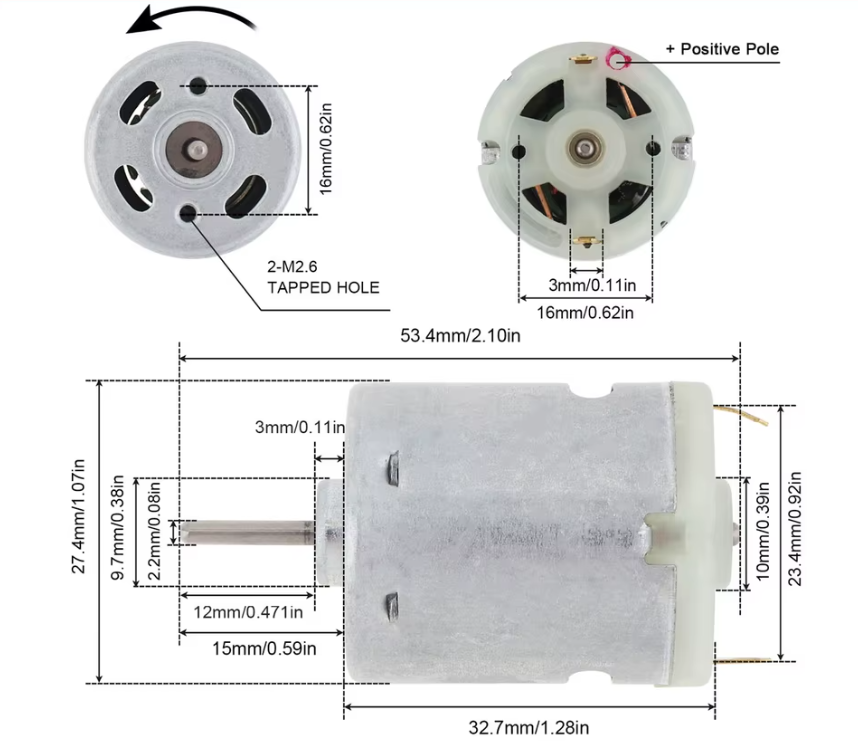 DC Motor (12V - RS360) 12000RPM High Speed Carbon Brush Micro Motor for DIY Toys Hair Dryer Electric Fans
