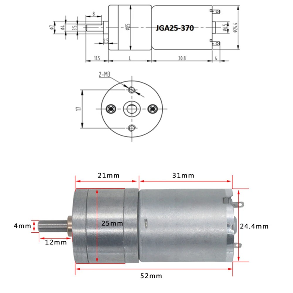 DC Gear Motor JGA25-370 (130RPM - 12V)