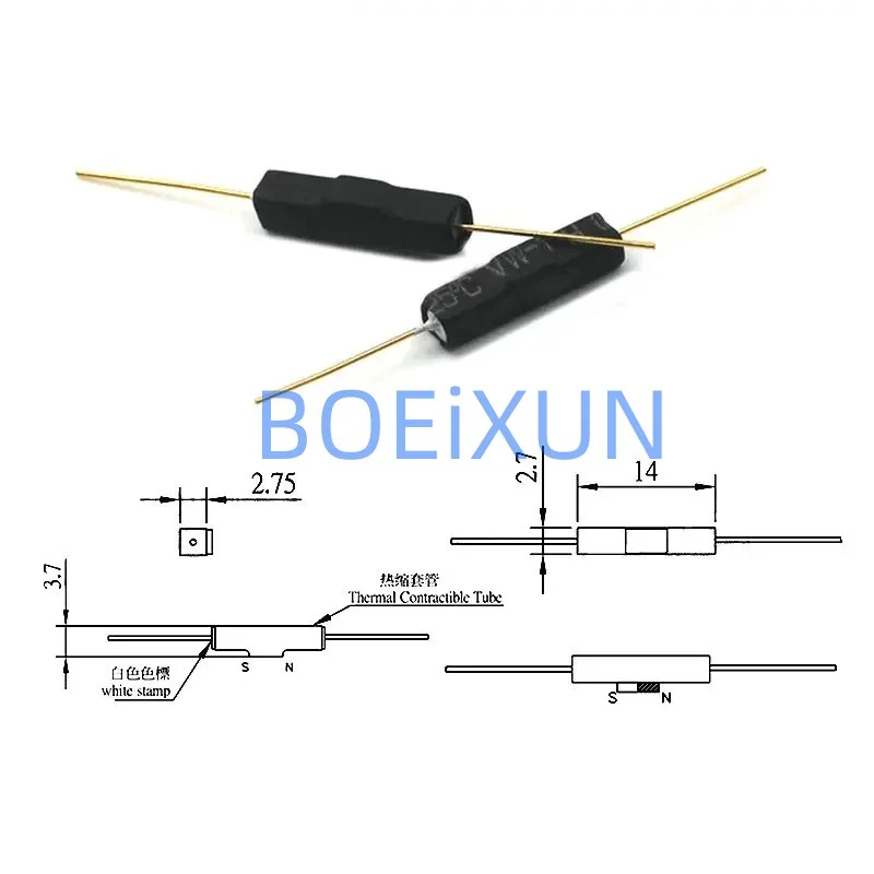 Reed Switch Plastic GPS-14B (2x14mm) N.C (Magnetic Switch) 1Pcs