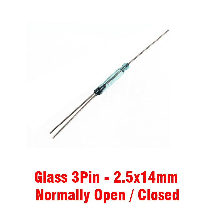 Reed Switch Glass 3Pin (2.5x14mm) Magnetic Switch N.O and N.C