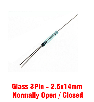 Reed Switch Glass 3Pin (2.5x14mm) Magnetic Switch N.O and N.C