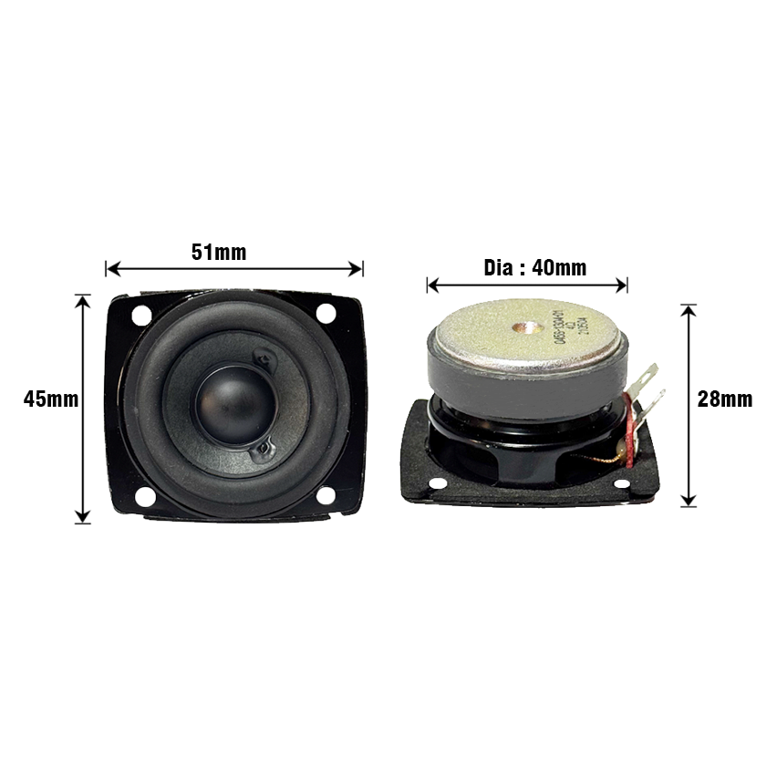 Speaker 10W - 4 Ohm - 51x45x28mm - 1Pcs - Black