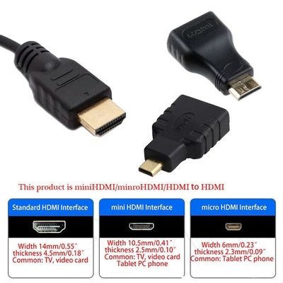3in1 HDMI to HDMI/Mini/Micro HDMI Adaptor Cable Kit HD 1.5Meter For Tablet PC TV
