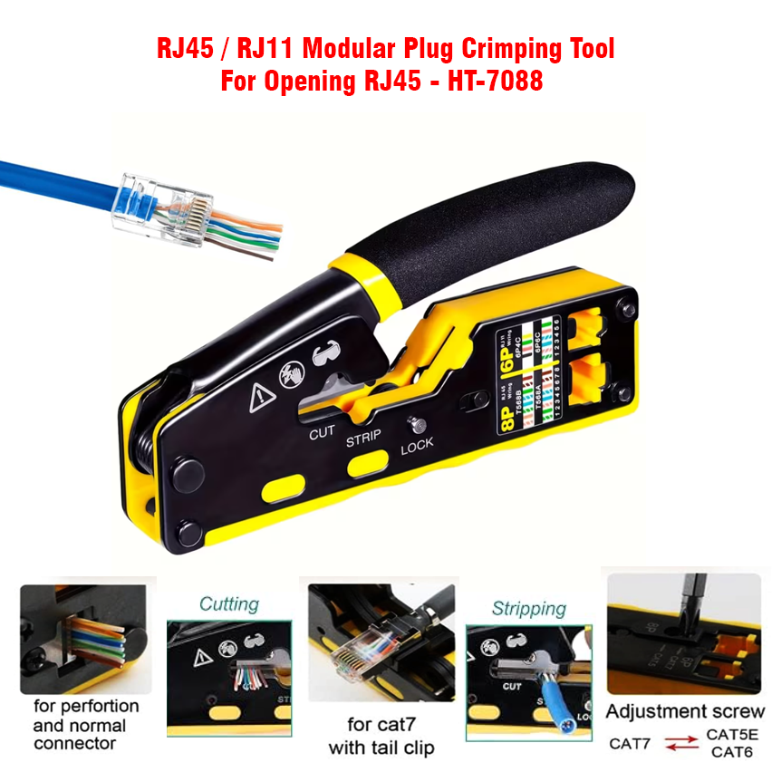 RJ45 / RJ11 Modular Plug Crimping Tool For Opening RJ45 (HT-7088)