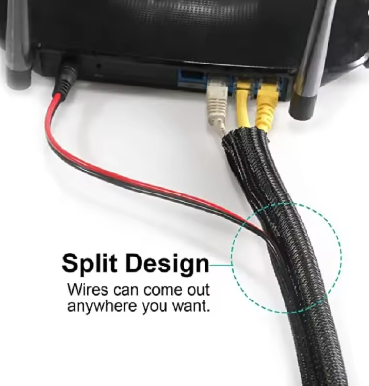 Cable Organizer (40mm) - 1meter Expandable Braided PET Black Cable Sleeve For Wires