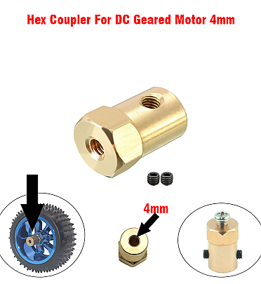 Hex Coupler For DC Geared Motor 4mm
