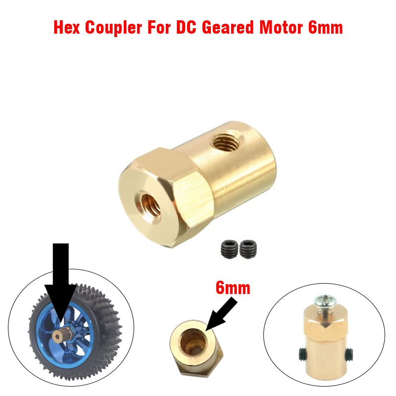 Hex Coupler For DC Geared Motor 6mm