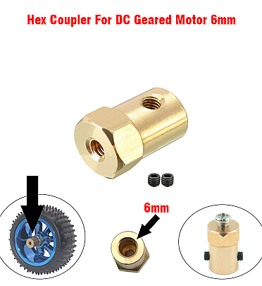 Hex Coupler For DC Geared Motor 6mm