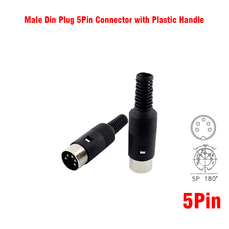 Male Din Plug 5Pin Connector with Plastic Handle