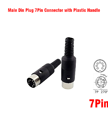 Male Din Plug 7Pin Connector with Plastic Handle