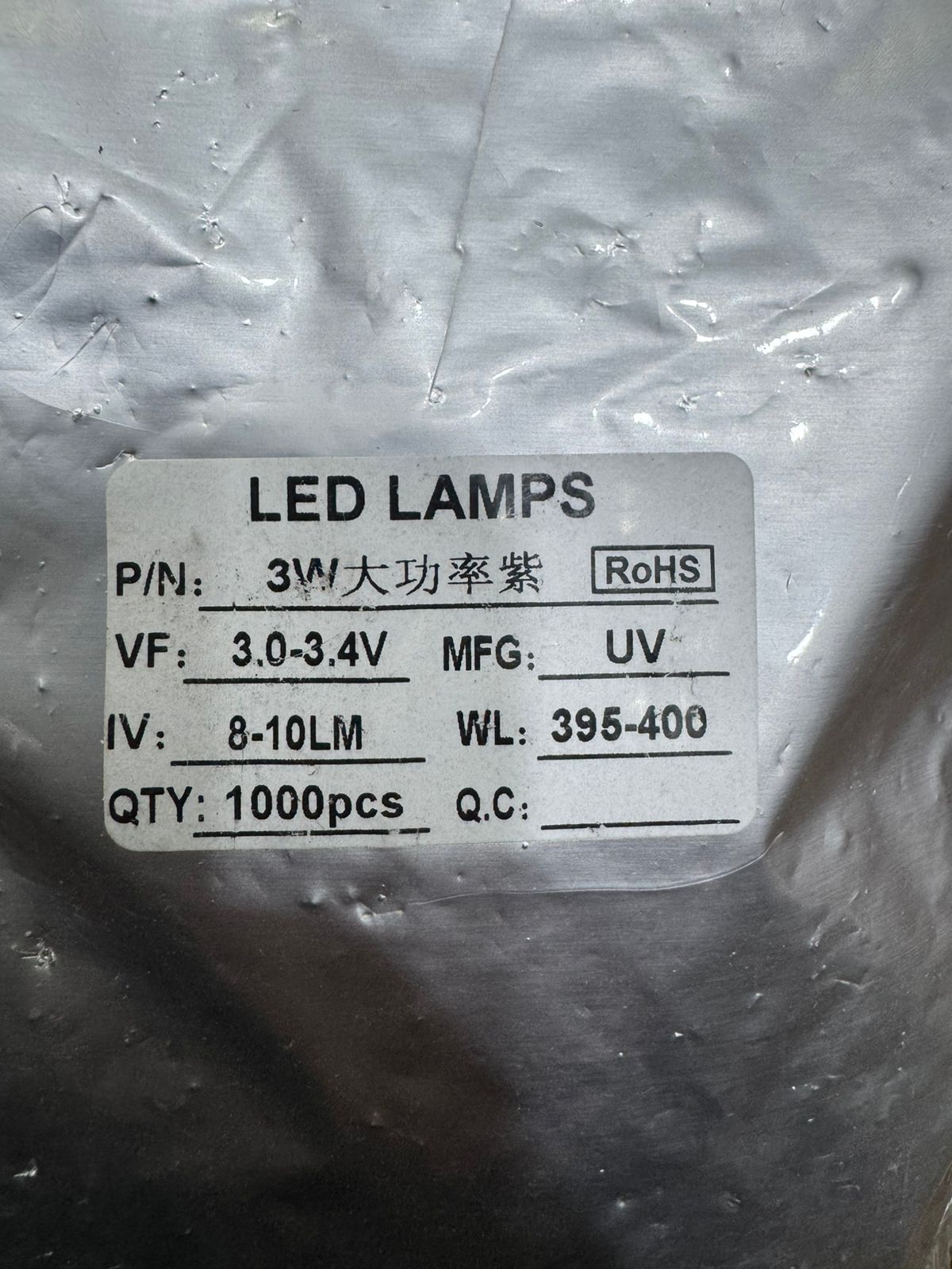 UV LED 3Watt High Power LED Light Beads Ultra Violet Purple LED