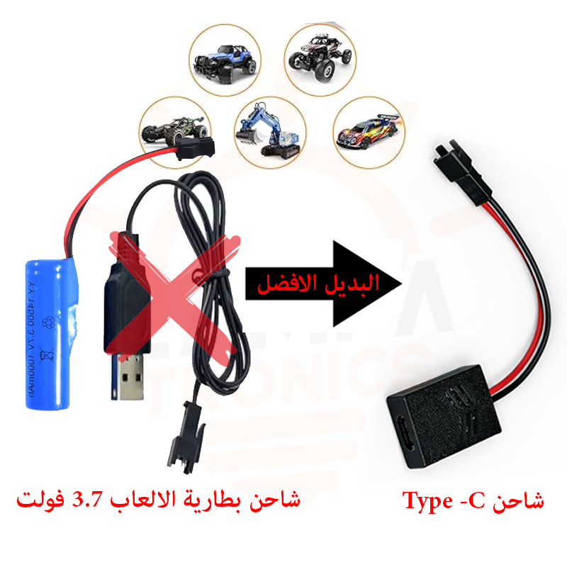 Charger Type-C For Li-ion Battery 18650 & 14500 - 1S With Male JST Cable