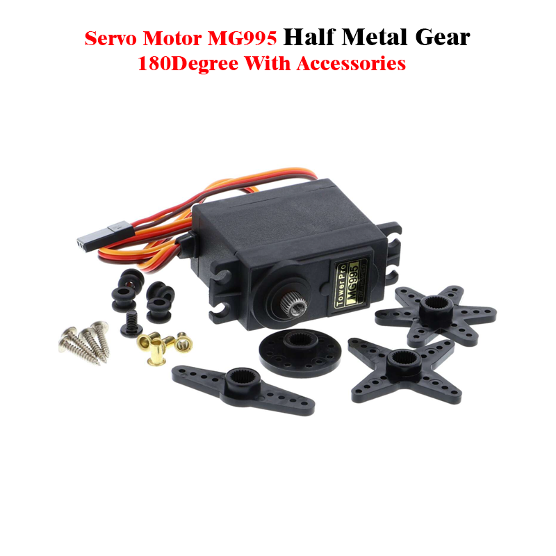 Servo Motor MG995 Half Metal Gear 180 Degree (With Accessories)