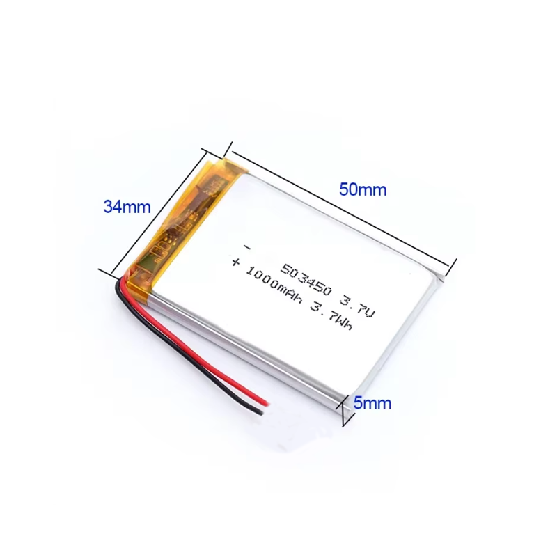 Battery Polymer (3.7V – 1000mAh) Li-Ion Single Cell (50x34x5mm) 503450