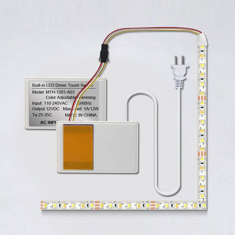 Three Color Led Light Mirror Touch Sensor ON/OFF Switch 220V -12W - For 1-5mm Glass/Acrylic/Mirror