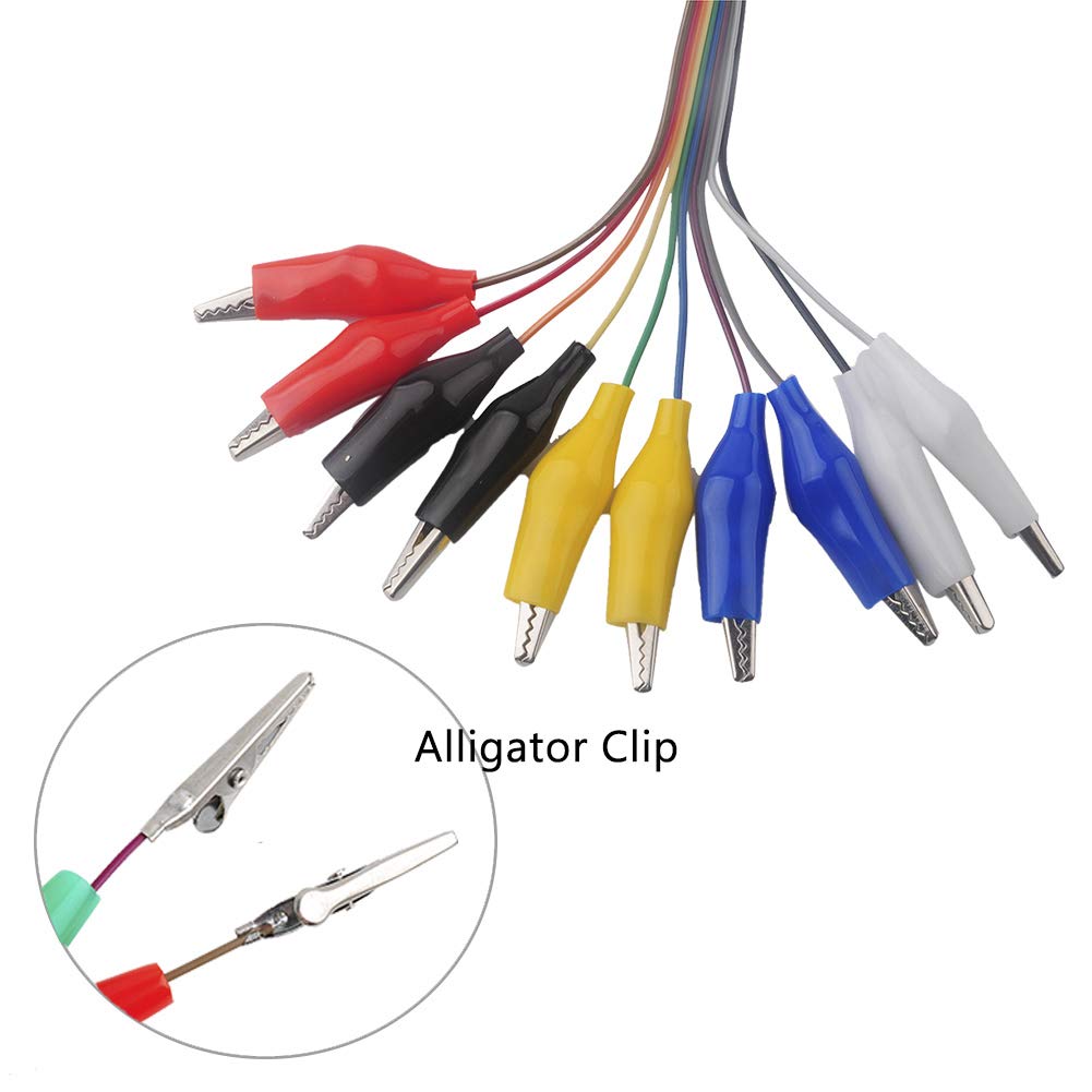 Male Head Jumper Wire 30cm to Crocodile Alligator Clip 10pin