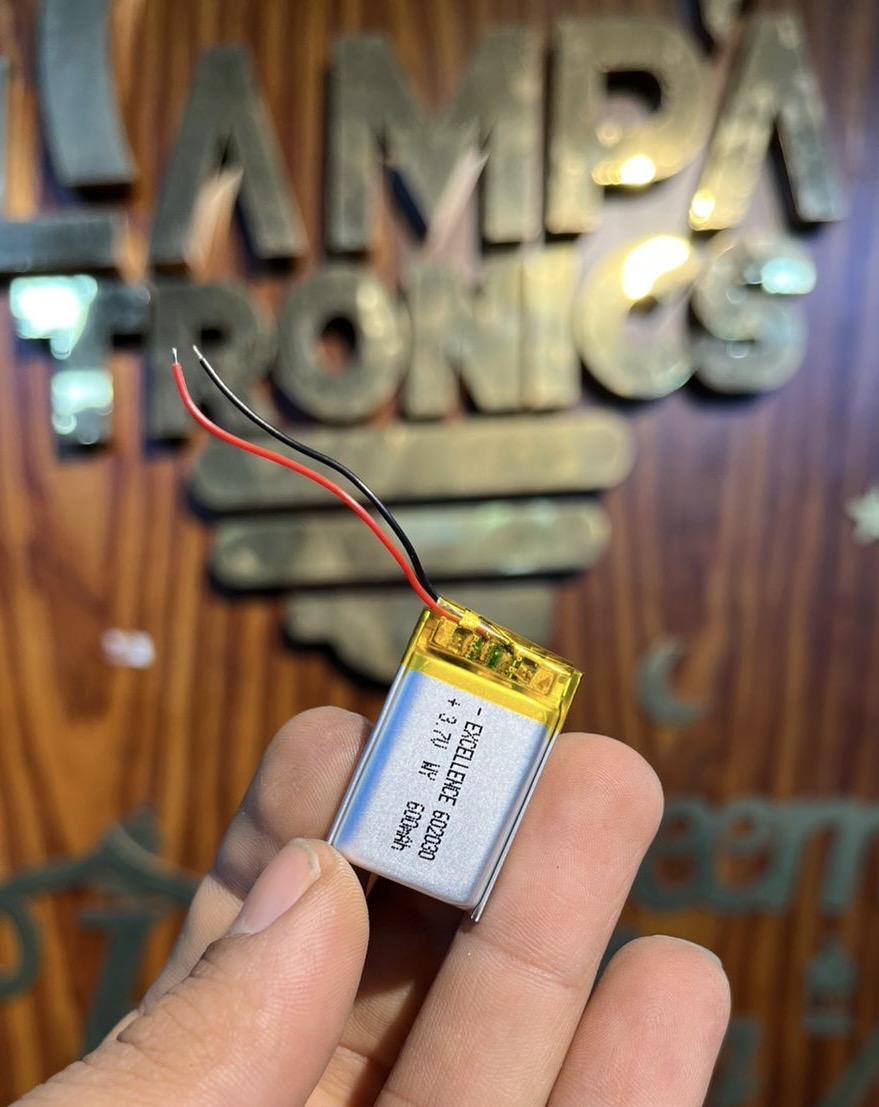 Battery Polymer (3.7V – 600mAh) Li-Ion Single Cell (30x20x6mm) 602030