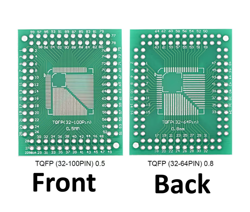SMD Adapter PCB Board TQFP (32-100Pin) 0.5mm and TQFP (32-64Pin) 0.8mm