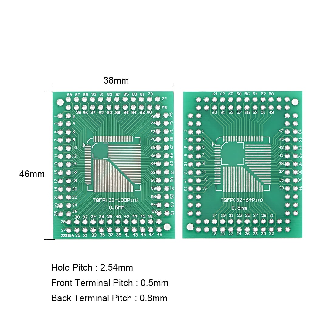 SMD Adapter PCB Board TQFP (32-100Pin) 0.5mm and TQFP (32-64Pin) 0.8mm