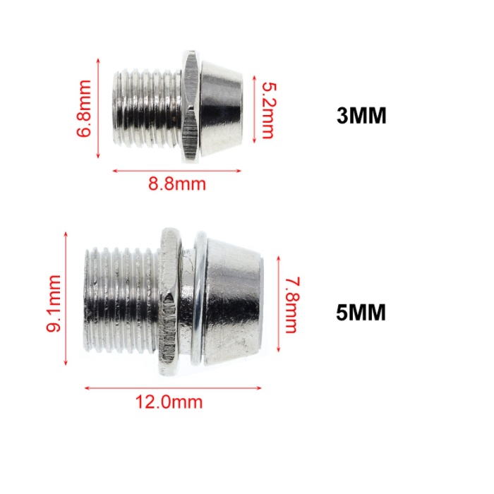 LED Holder Chrome Metal  Silver (3mm)