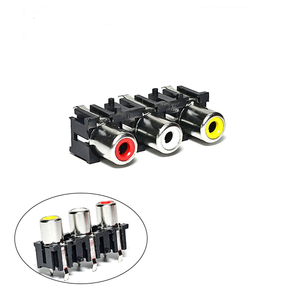 Vertical RCA Female Jack Socket Audio Video AV (3Hole) - Pcb Mount