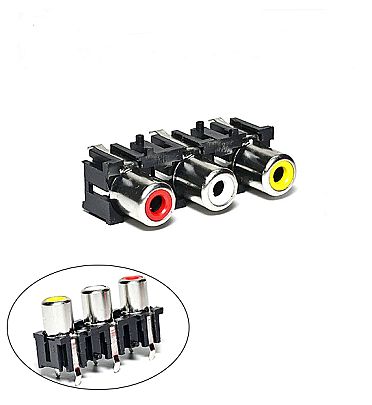 Vertical RCA Female Jack Socket Audio Video AV (3Hole) - Pcb Mount