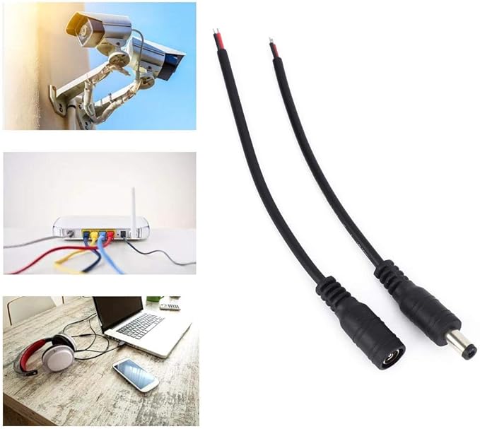Pair DC Plug Jack Connector - 3A (Male + Female) with Wire 5.5×2.1mm