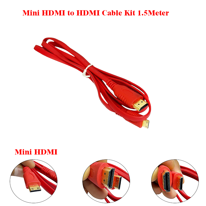 Mini HDMI to HDMI Cable 1.5Meter - Red Color - High-Quality