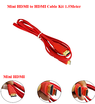 Mini HDMI to HDMI Cable 1.5Meter - Red Color - High-Quality
