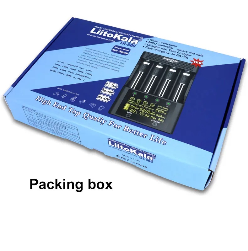 LiitoKala Lii-600 LCD Battery Charger and Capacity Tester 4 Slots For (Li-ion 3.7V) (NiMH&NiCd 1.2V)