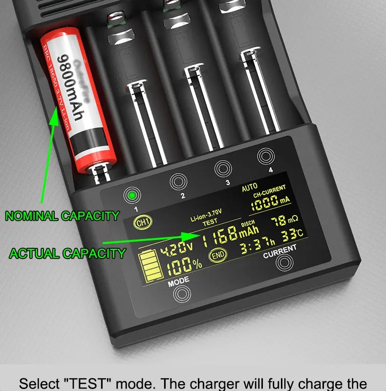 LiitoKala Lii-600 LCD Battery Charger and Capacity Tester 4 Slots For (Li-ion 3.7V) (NiMH&NiCd 1.2V)