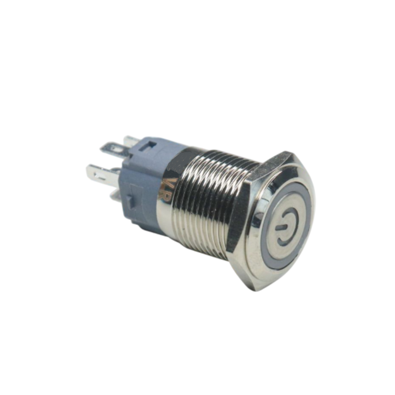 Metal Momentary Push Switch 16mm Waterproof with Ring Green LED 220V